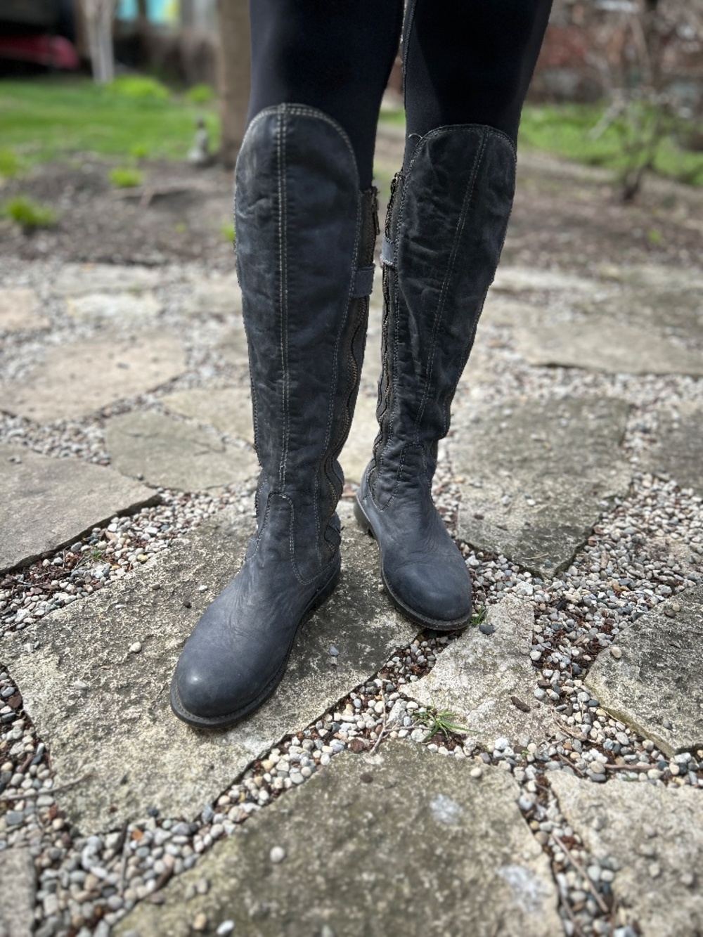Navy Leather Riding Boots - Picture 3 of 11